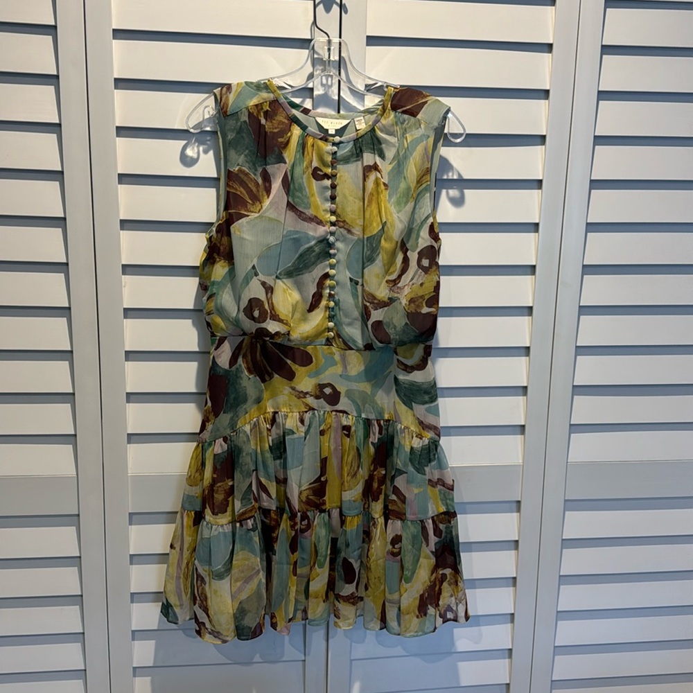 Ted Baker Pre Loved Ellain button up printed sleeveless Dress. Size 3 = US 6-8 - Picture 5 of 13